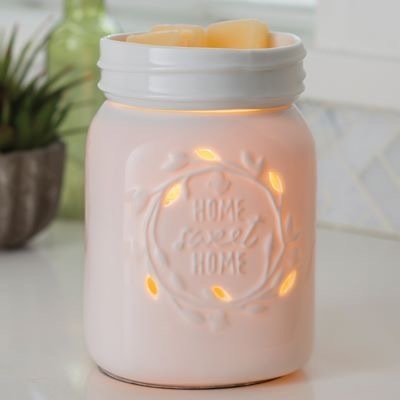 CANDLE WARMERS® MASON JAR "Home sweet Home" Duftlampe elektrisch weiß Porzellan