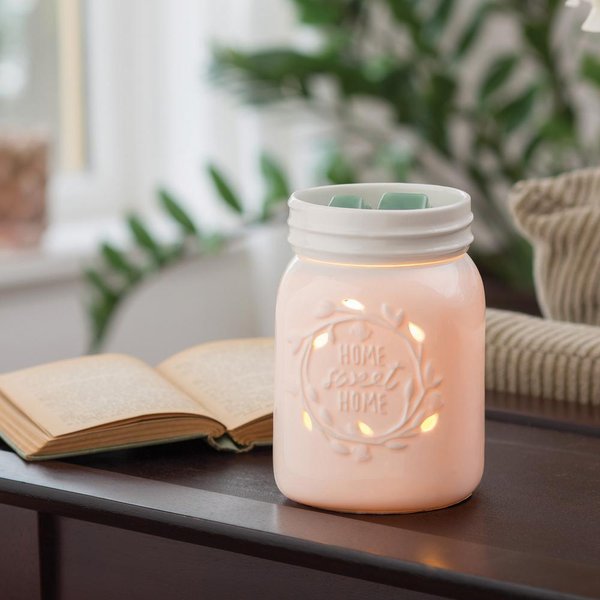 CANDLE WARMERS® MASON JAR "Home sweet Home" Duftlampe elektrisch weiß Porzellan