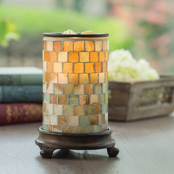 CANDLE WARMERS® SEA GLAS Duftlampe Mosaik Glas braun/ grün elektrisch