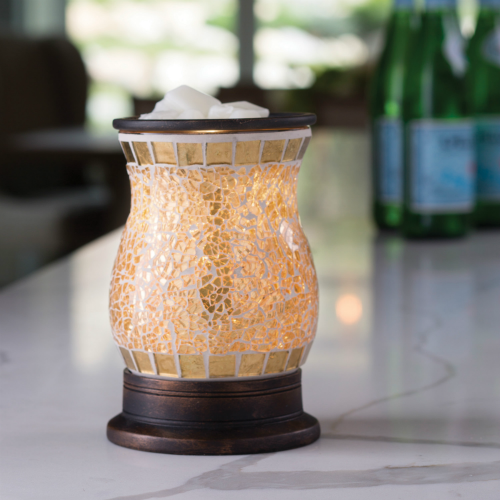 CANDLE WARMERS® GILDED GLAS Duftlampe elektrisch gold Mosaik Glas