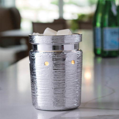 CANDLE WARMERS® BRUSHED CHROME Duftlampe elektrisch silber aus Keramik