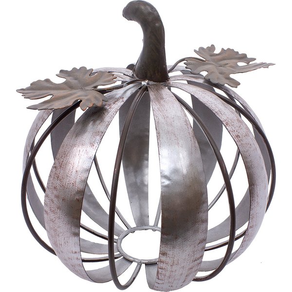 Deko Herbst KÜRBIS aus Metall silber 22 cm