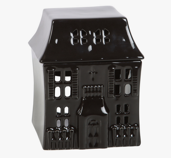 Duftlampe für Teelicht HAUNTED HOUSE schwarz aus Keramik 12 cm