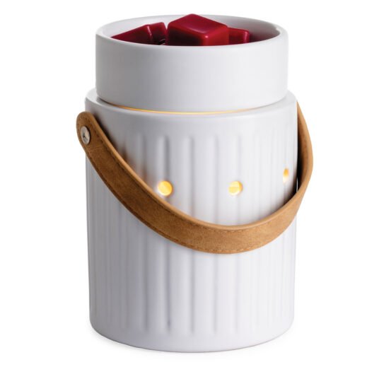 CANDLE WARMERS® LEATHER HANDLE Duftlampe elektrisch weiß aus Keramik